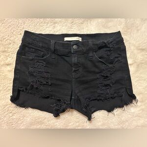 Daytrip High-Rise Black Distressed Frayed Hem Jean Shorts